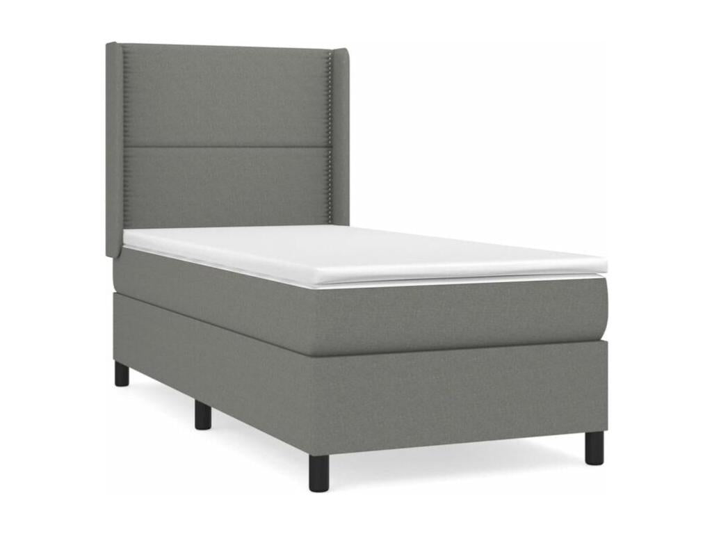 Sommier à Domopure de lit avec matelas Gris foncé 90x200 Tissu DRQG81447
