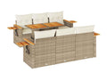 Salon de jardin avec coussins 7 pièces beige résine tressée Domopure CTPQ93839