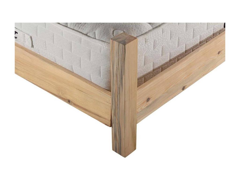 Decohaute Double Bed 140x200cm Light Solid Pine and Red Velvet SBTT74884