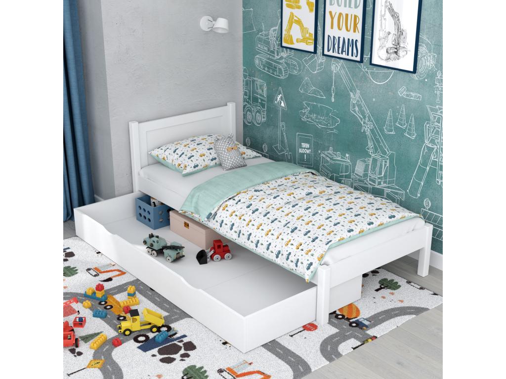 Single wooden bed - with drawer N02 White 100x190 XKKZ02260