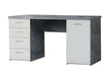 White desk with 4 drawers and 1 door in grey concrete finish - Domopure MIVV11259