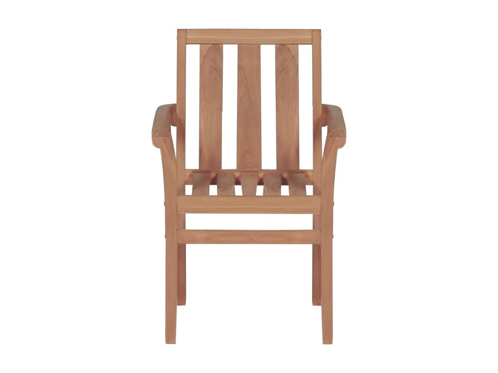 Chaises de jardin empilables avec coussins lot de 6 Teck solide YAAY13066