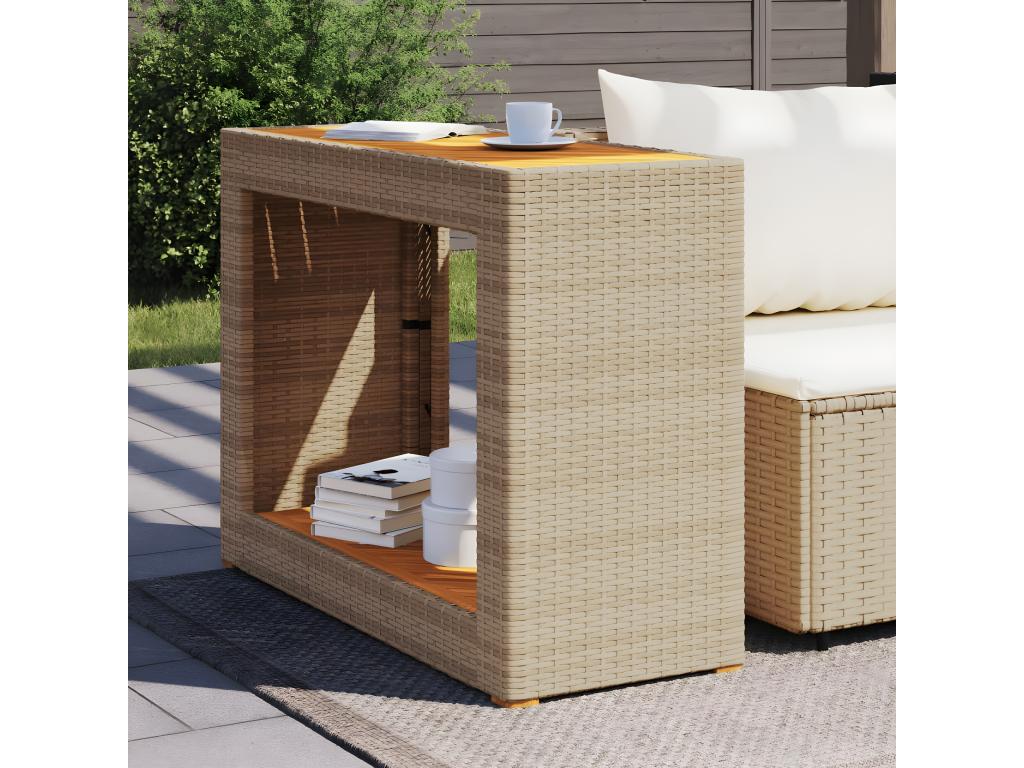 Domopure Premium - Garden side table with beige wooden top 100x40x75 cm COGF56052