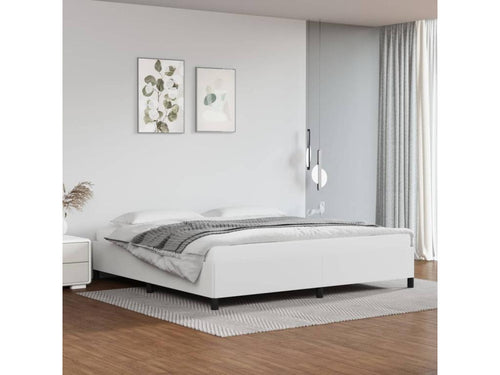 White bed frame 200x200 cm faux leather DPWT17957