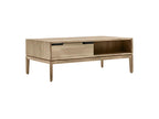 Domopure UKDO19616 Designer wooden coffee table with 2 drawers and 2 shelves, 120 cm long