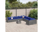 11-piece garden furniture set with grey resin wicker cushions UMLU73369