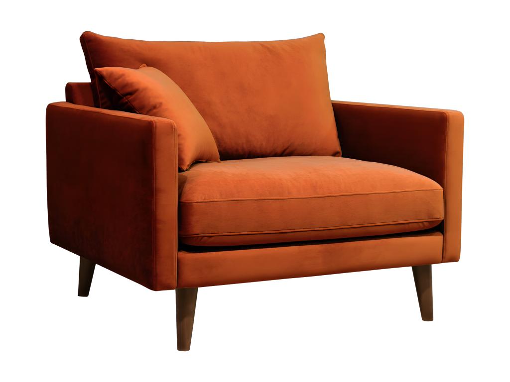 Decohaute - XL velvet armchair with dark wood legs - Rust color WOKM66786