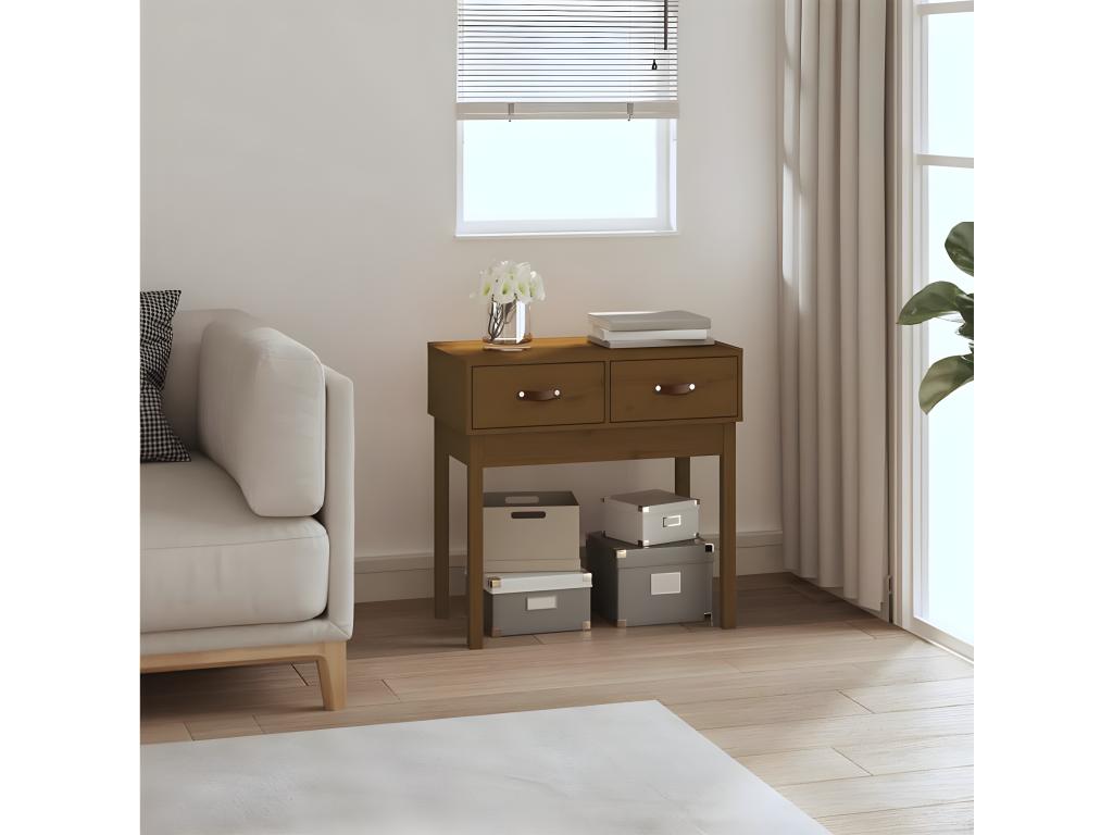Console table, honey brown, 76.5x40x75 cm, solid pine wood, ALTC76127