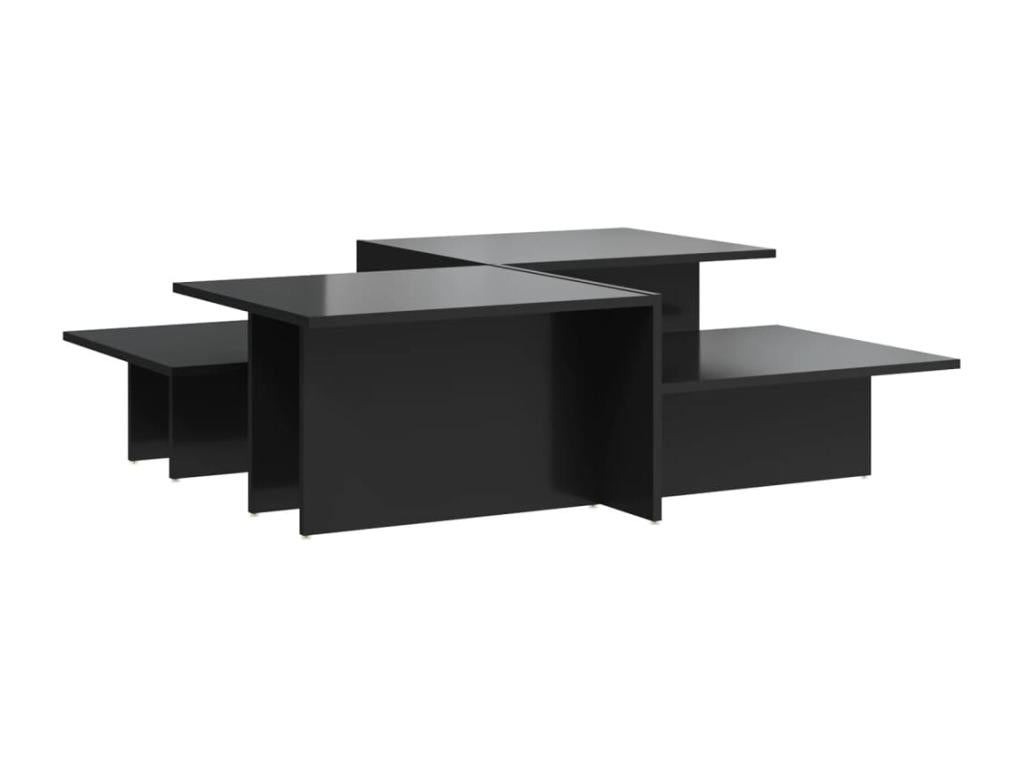 Tables basses 2 pcs noir brillant bois d'ingénierie HFOM47448