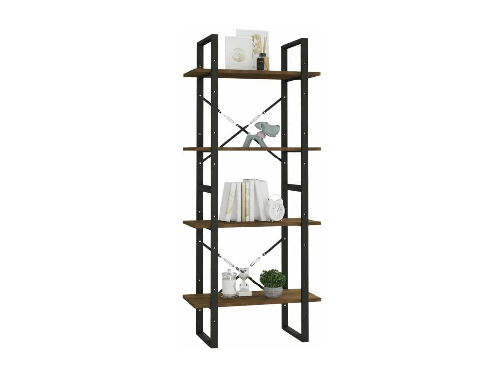 Bibliothèque 4 niveaux Chêne brun 60x30x140cm Bois d'ingénierie CKAN08326