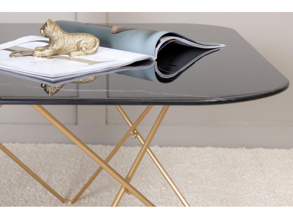 Decohaute Coffee Table 80x80 cm Glass with Black Marble Finish. BSOZ72195