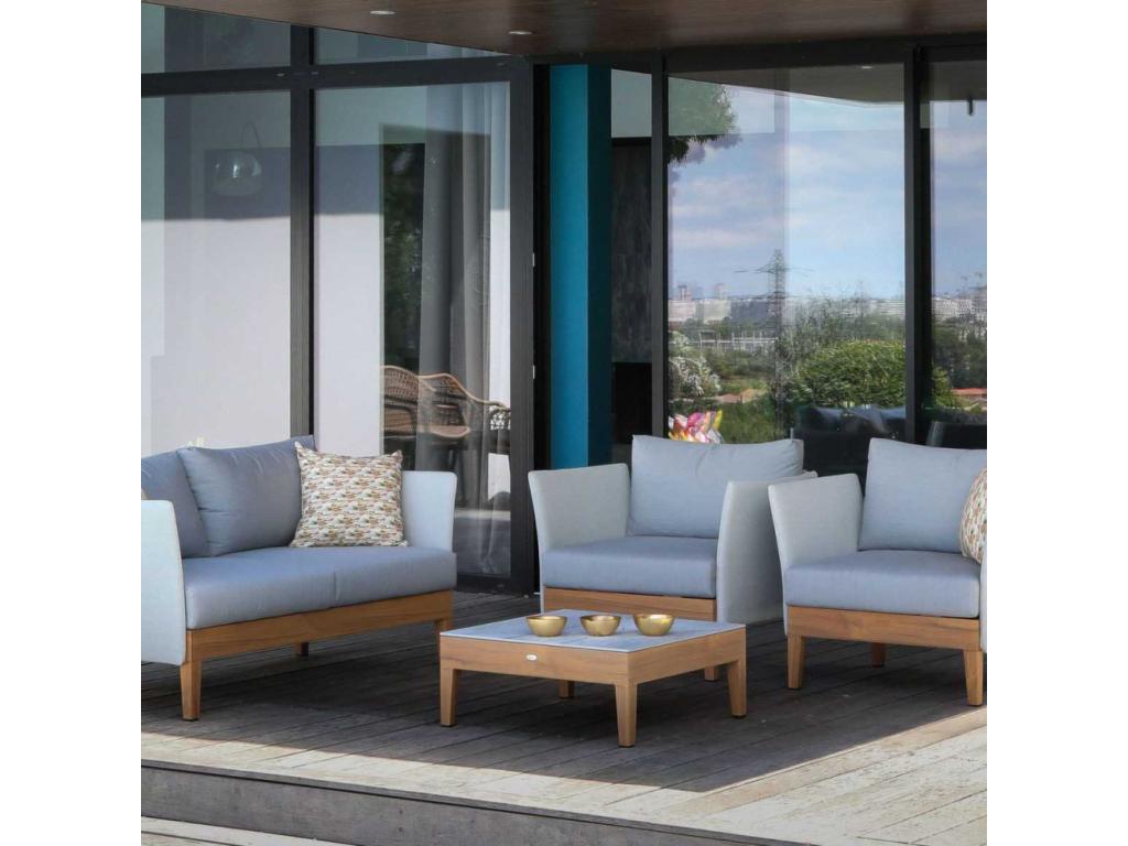 Table basse de jardin en aluminium et céramique Domopure NMKE18747