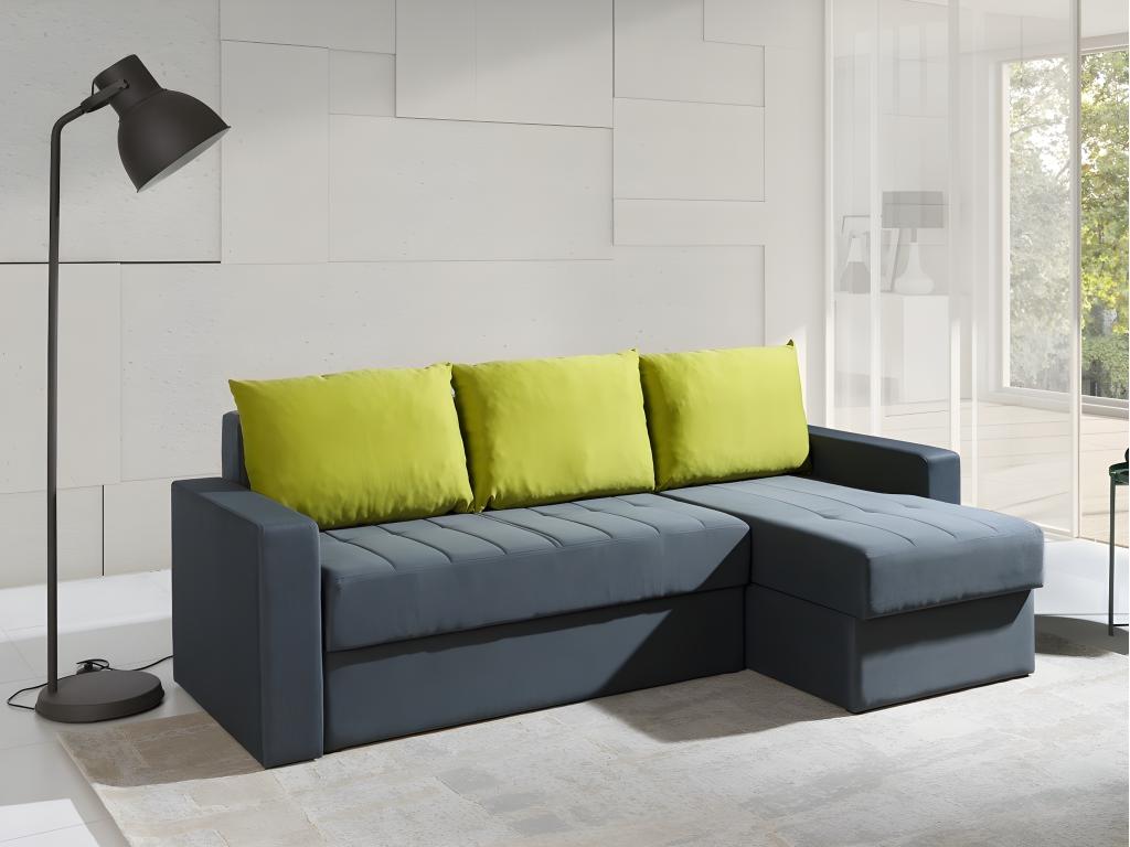Domopure 103 Grey Corner Sofa with Sleeping Function and Bedding Box, 233x140x77cm, DMAY10025