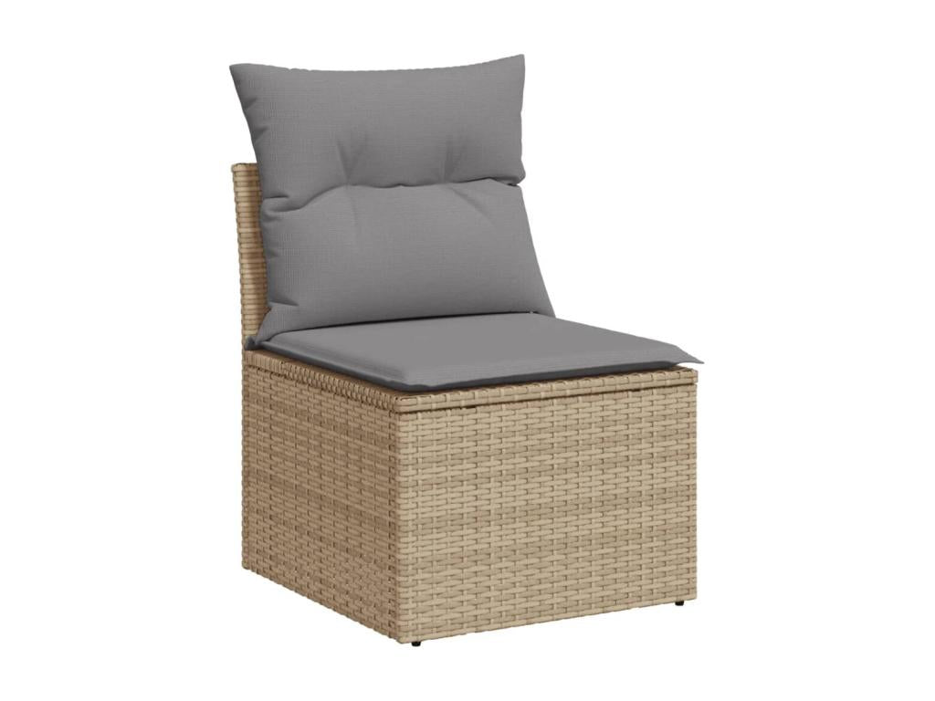 9-piece garden furniture set with cushions, beige woven resin, ZNAG63890