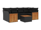 7-piece garden furniture set with cushions, black woven resin AZUQ71476