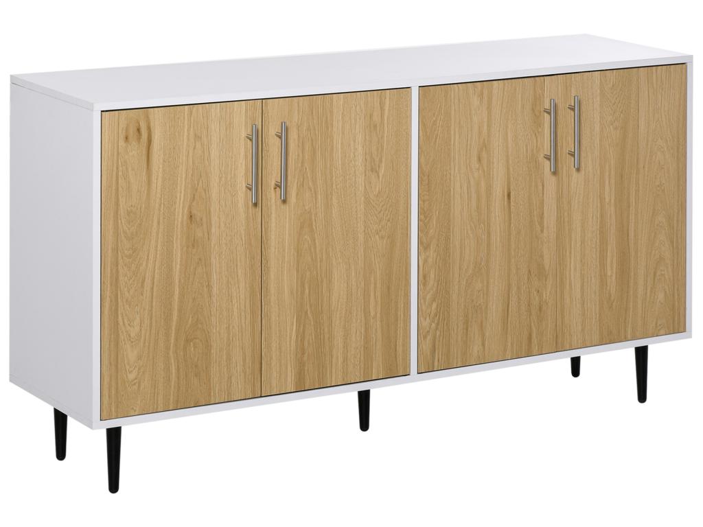 Buffet meuble de rangement 2 placards 2 portes avec étagères réglables blanc chêne clair YQUV09646