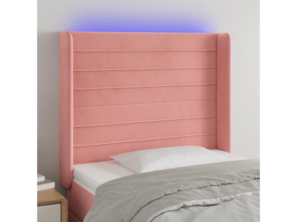 Tête de lit à LED Rose 93x16x118/128 cm Velours ILNI92123