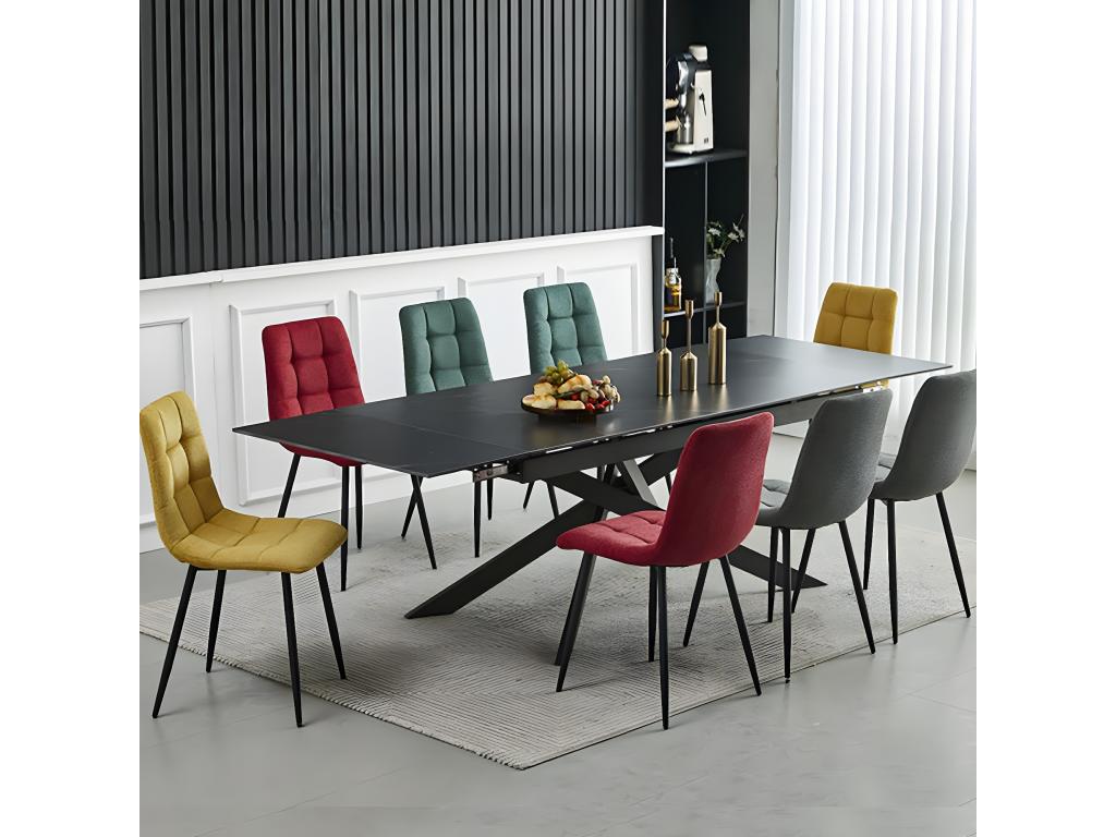 Decohaute - Lot de 4 Chaises Tissu Jaune Pieds Métal Gris Anthracite WHXO60649