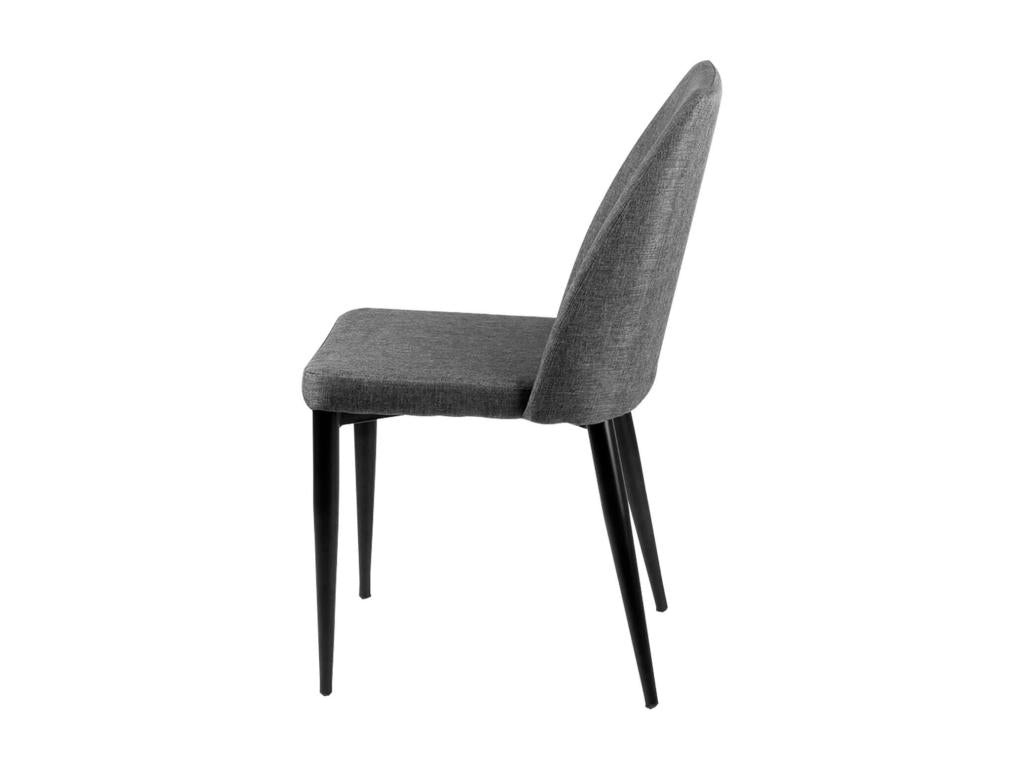Domopure VJIL12214 Modern Chair in Dark Grey Upholstered Fabric with Black Metal Legs