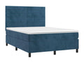 Upholstered bed base with mattress and LED light, dark blue, 140x200 cm, velvet, NXDM27332