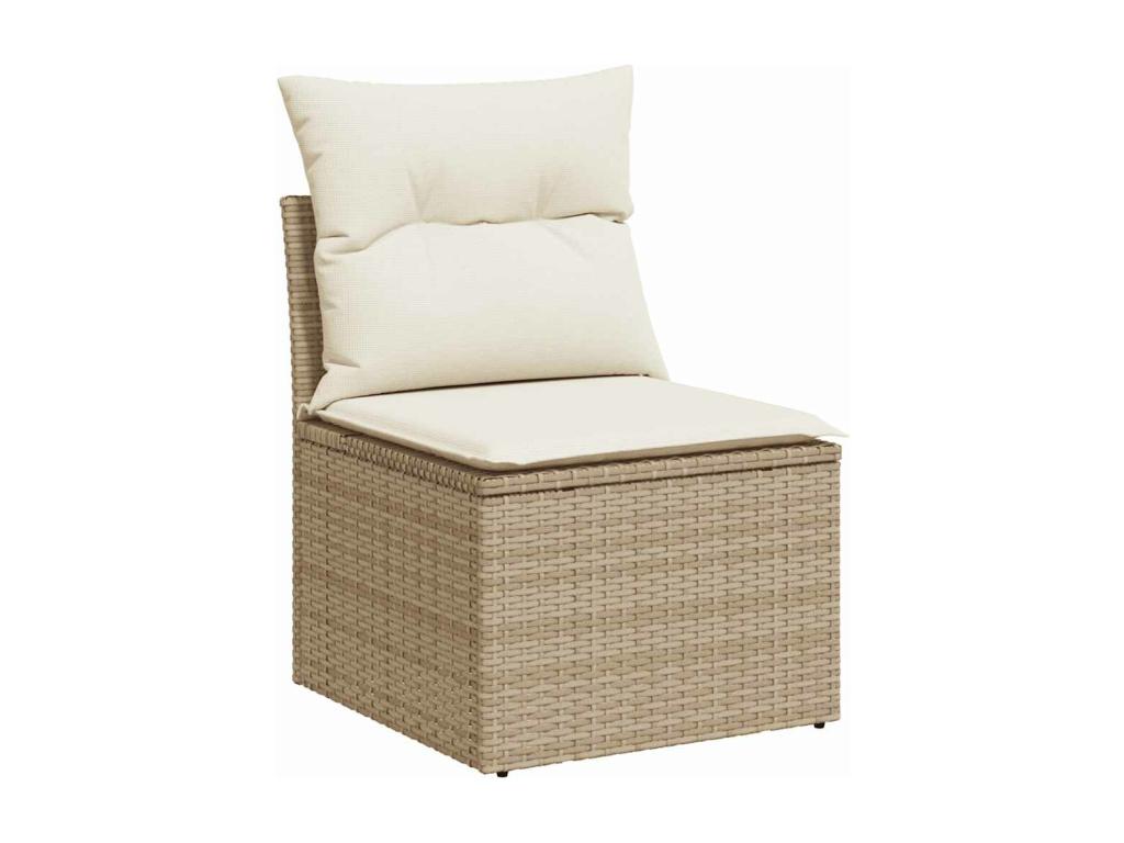 Salon de jardin avec coussins 7 pièces beige résine tressée Domopure CTPQ93839