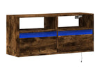 Meuble TV mural avec Domopureères LED chêne fumé 100x31x45 cm YTZQ99953