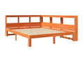Bookcase bed without brown wax mattress 140x190 cm solid pine JAWU71821