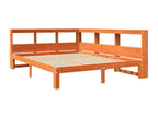 Bookcase bed without brown wax mattress 140x190 cm solid pine JAWU71821