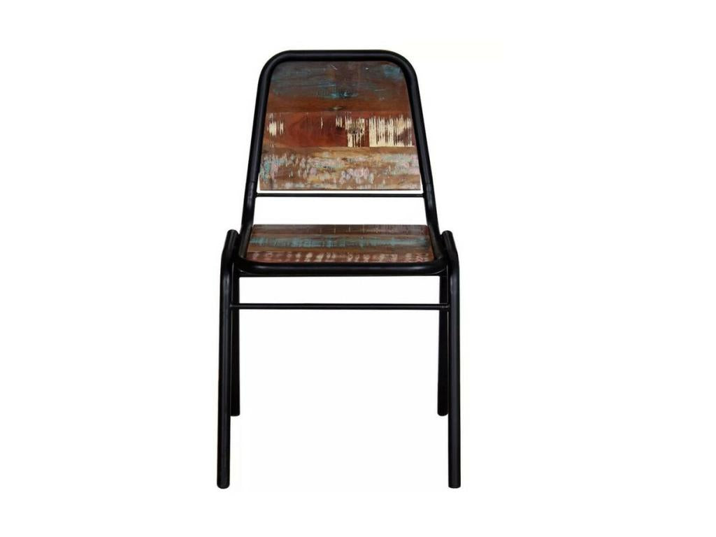 Chicyla vintage chair in solid recycled wood and black metal - Set of 2 TDVG56158