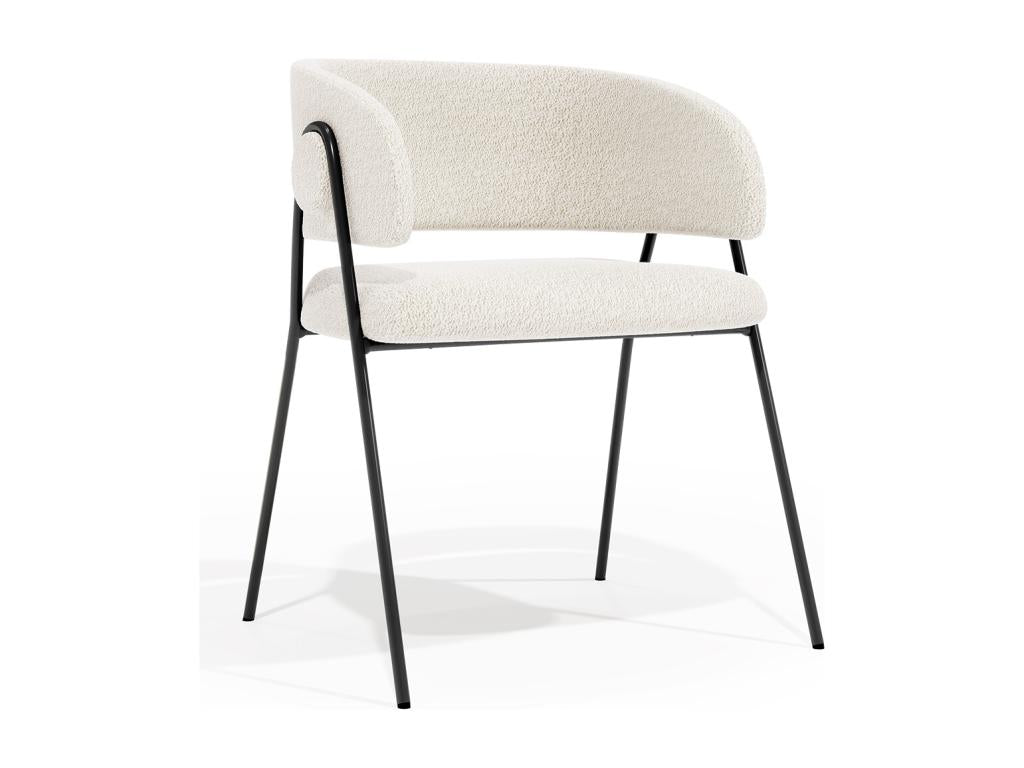 Dining chair - Upholstered in bouclé fabric - Domopure White YRIT30515