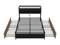 Bed with 4 drawers 140x200cm - with LED and charging ports - Black RHVP76453