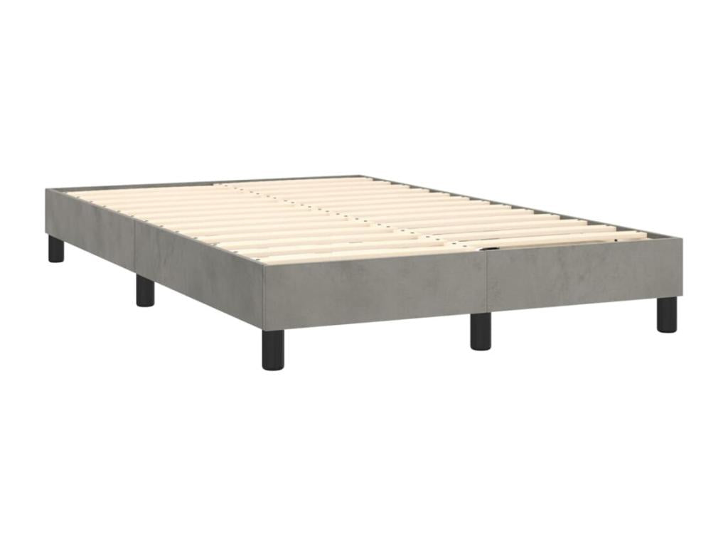 Upholstered bed base and mattress, light grey, 120x200cm, velvet, UUPC16747