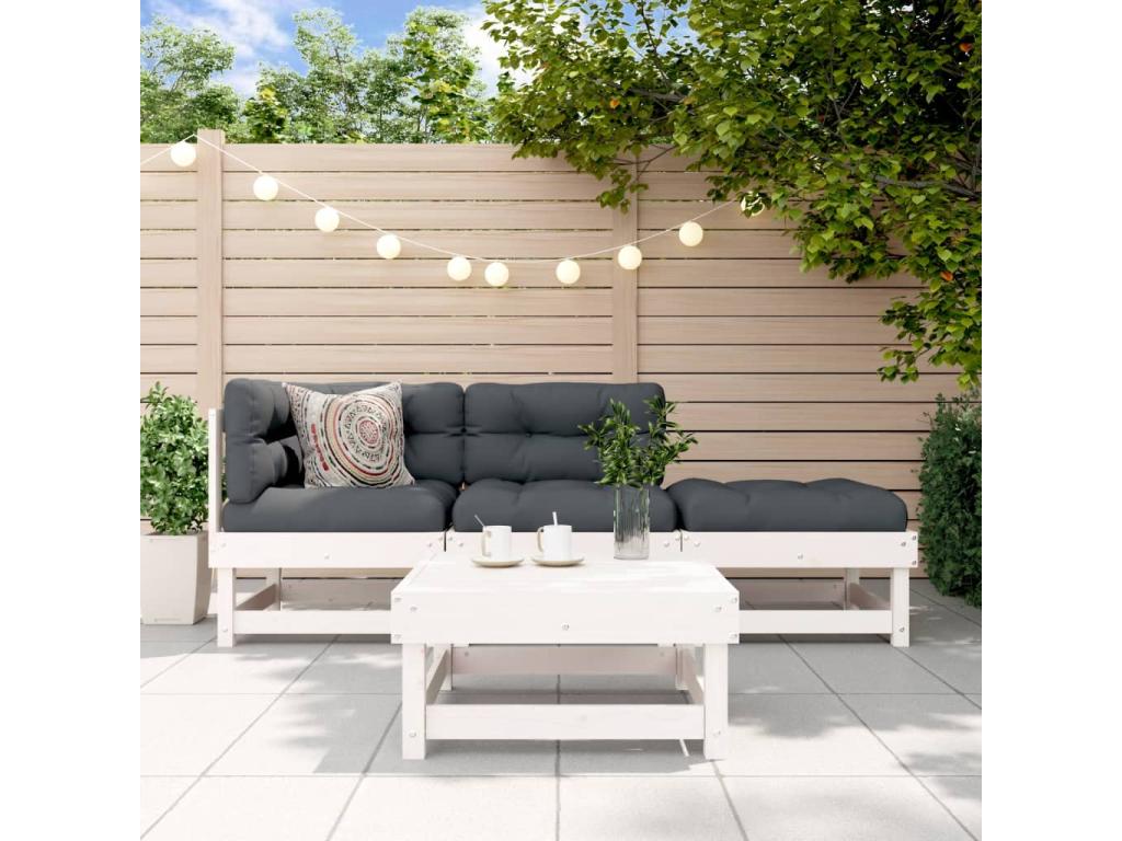 4-piece garden furniture set, white, solid pine wood DTWQ92962