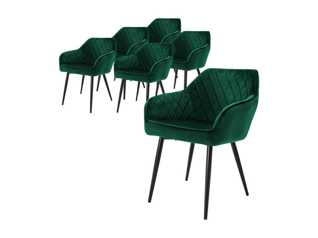 Lot de 6x chaises de salle à manger rembourré en velours fauteuils salon vert SIMW09460