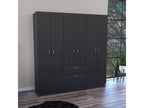 Decohaute 6-Door Wardrobe with Drawer and Cabinet, 181 cm x 162 cm x 47.29 cm, Black, BOGO62990
