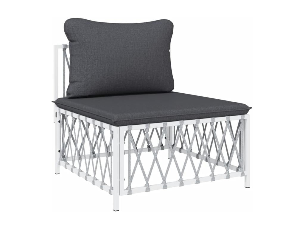 Salon de jardin avec coussins 6 pcs blanc acier UWKF87558