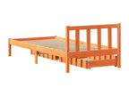 Bed frame without mattress, brown wax finish, 100x200cm, solid pine wood, NQUD86106