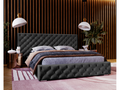 Domopure Double Bed 140x200 Domopure Velvet Fabric Bed with Storage and Slatted Base - Black Domopure Velvet Double Bed 2219 YZEV41795