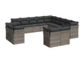 13-piece garden furniture set with cushions, grey woven resin ZZAX46021