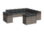 13-piece garden furniture set with cushions, grey woven resin ZZAX46021