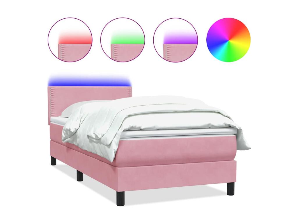 Domopure bed base with pink 90x220 cm velvet mattress DBZJ24046