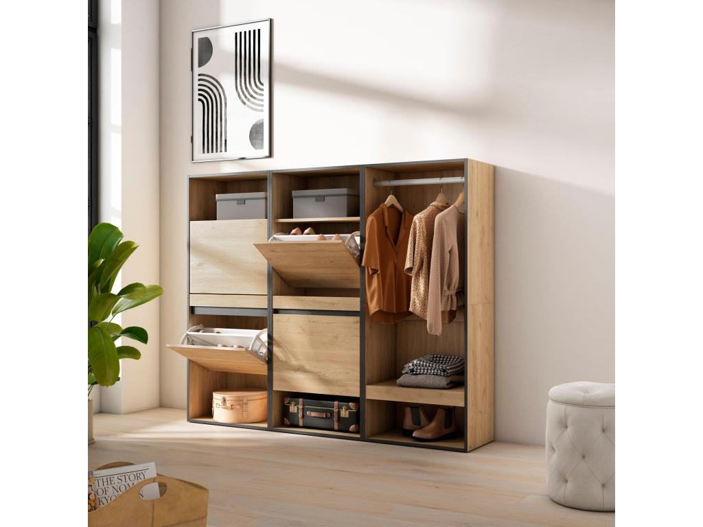 Meuble à Chaussures 180x35x145 cm Chambre à coucher pièce Vestiaire ouvert Chêne DNCL16738