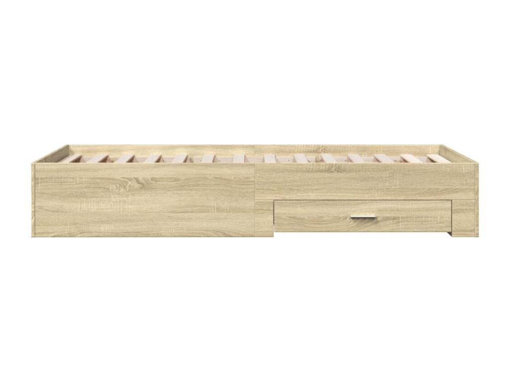 Domopure oak bed frame with drawers (mattress not included) 90x190 cm IOWY63455