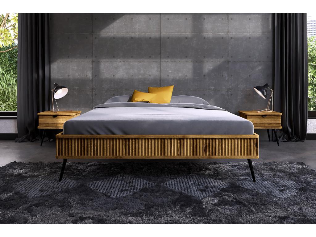 Domopure - Bed frame without headboard 100x200 in natural oiled wild oak BZMZ28456