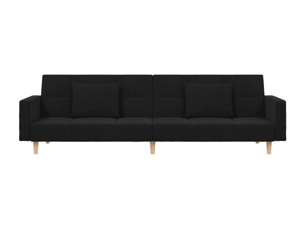 Canapé-lit à 2 places avec deux oreillers noir tissu HLSL08511