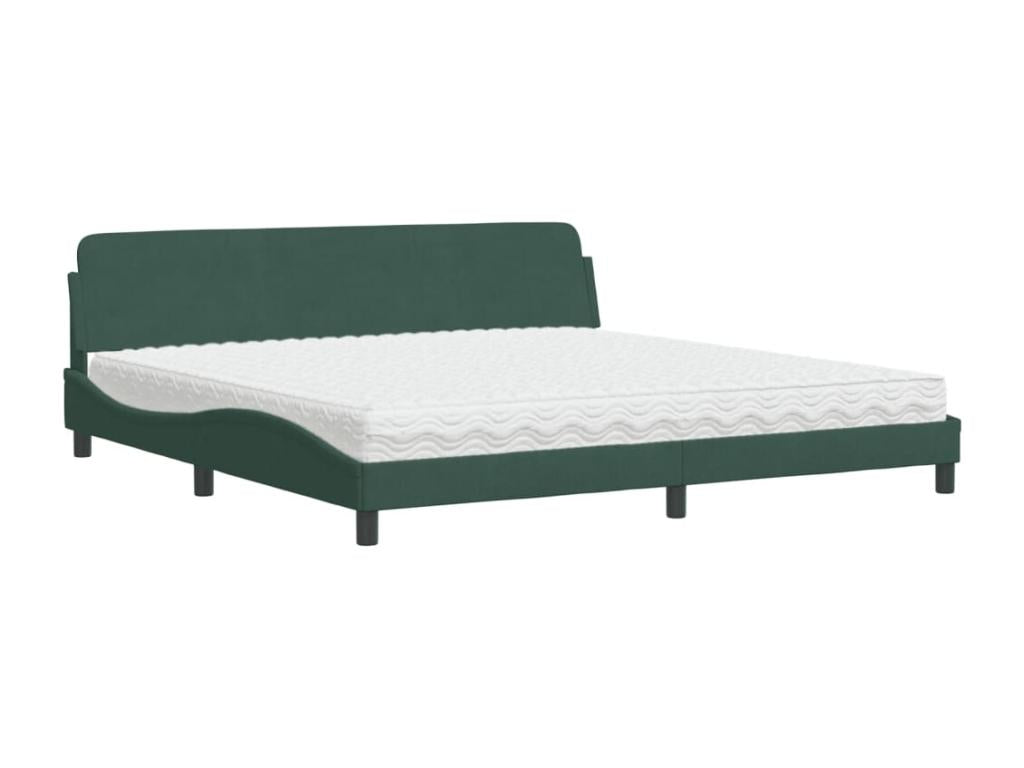 Bed with dark green mattress 200x200 cm velvet GMGG40332