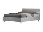 Domopure HKGM81998 Double Bed with Storage 140x200, Slanted Headboard with Concrete Grey Slats
