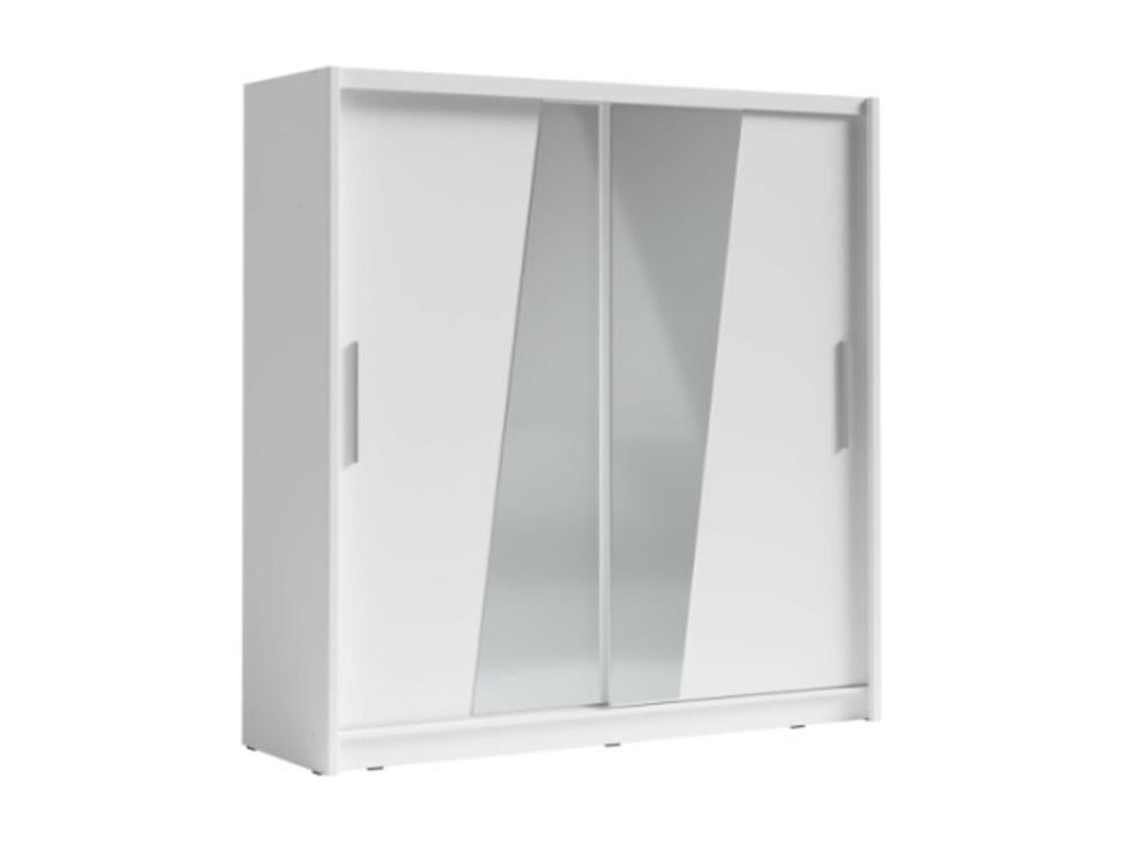 Armoire 2 portes coulissantes avec miroir oblique 205 cm - blanc - Collection Decohaute MXRB43512