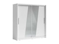 Armoire 2 portes coulissantes avec miroir oblique 205 cm - blanc - Collection Decohaute MXRB43512