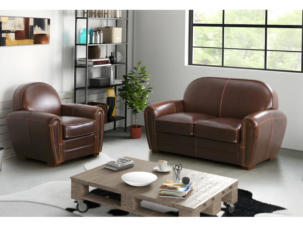 Chicyla armchair in aged leather - Brown FXGX87612
